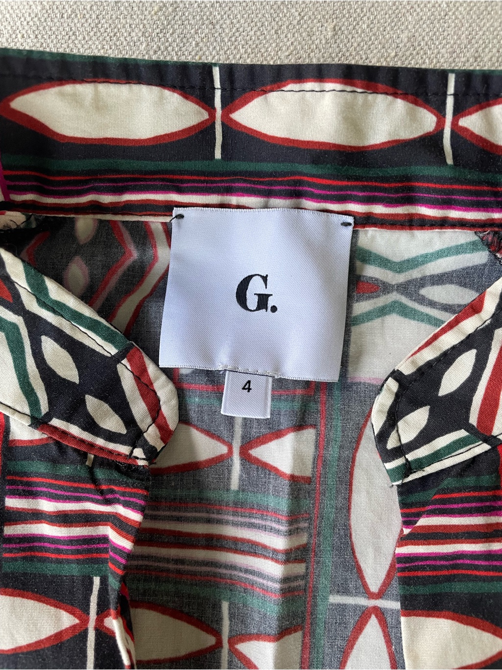 G Label By Goop Geometric Print Short Sleeve Button Up Top Shirt Blouse — image 2 of 8